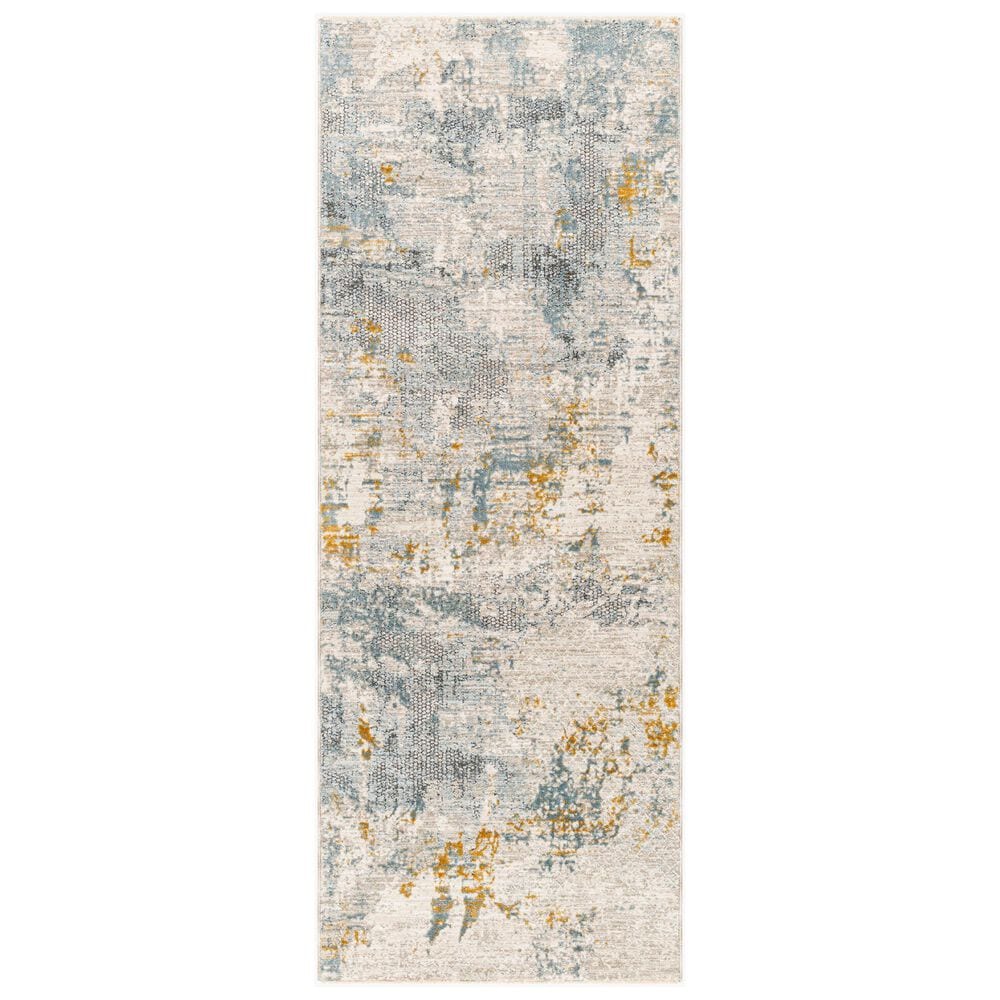 Surya Dresden Taupe, Off-White, Deep Teal, Dusty Sage, Ink Blue, Mustard and Light Gray 2"7" x 7"3" Runner, , large