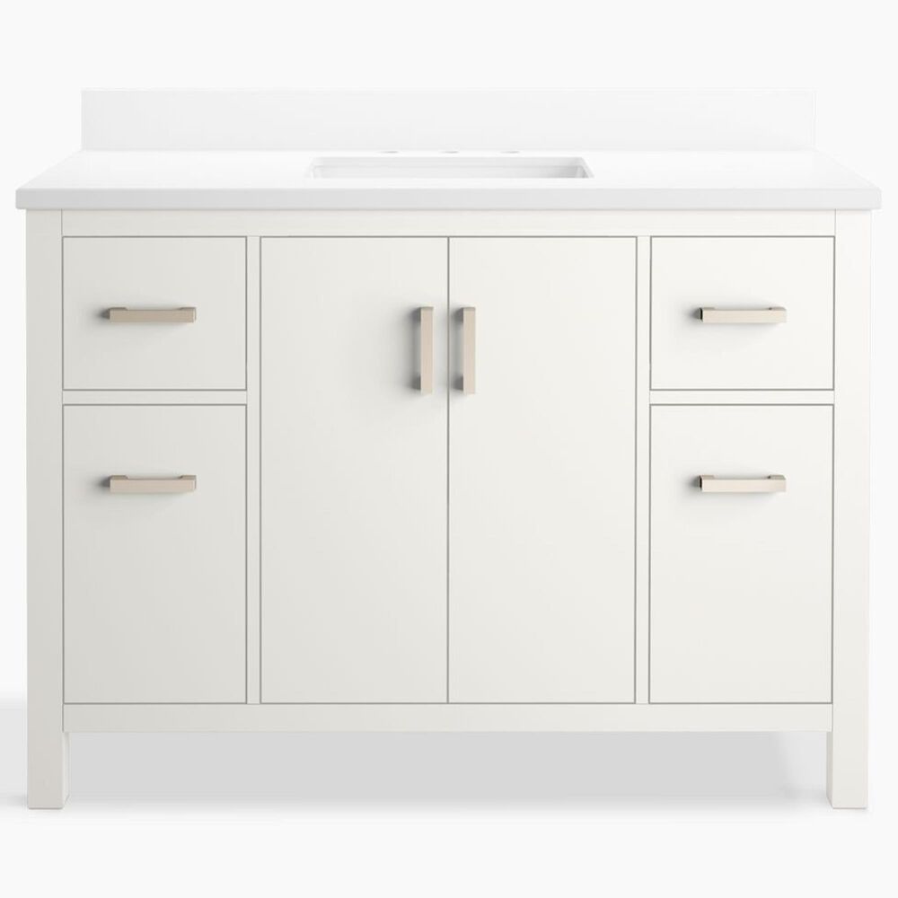 Kohler Kresla 48" Single Bathroom Vanity in White with 3 cm White Quartz Top and Rectangular Sink, , large