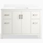 Kohler Kresla 48" Single Bathroom Vanity in White with 3 cm White Quartz Top and Rectangular Sink, , large