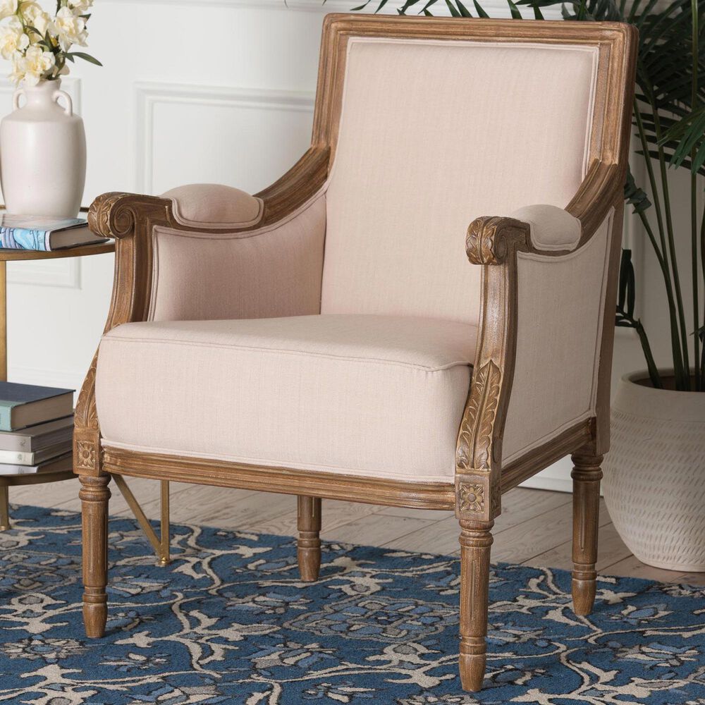Baxton Studio Chavanon Accent Chair in Light Beige, , large