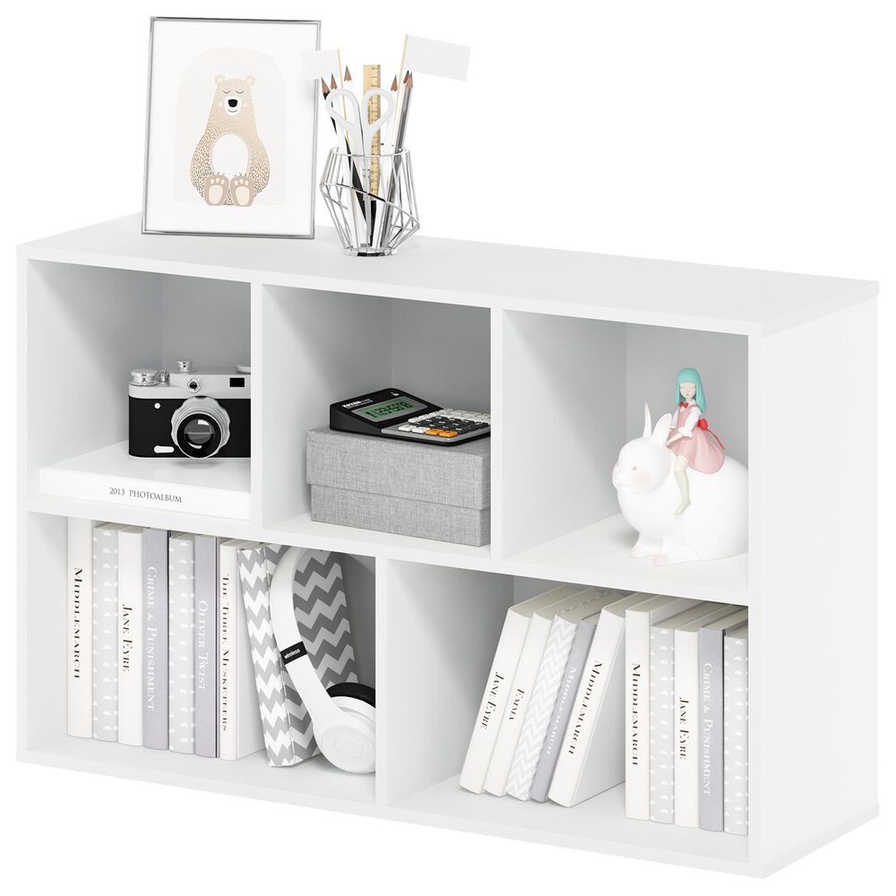 HOMLUX 5-Cube Reversible Storage Bookshelf in White, , large