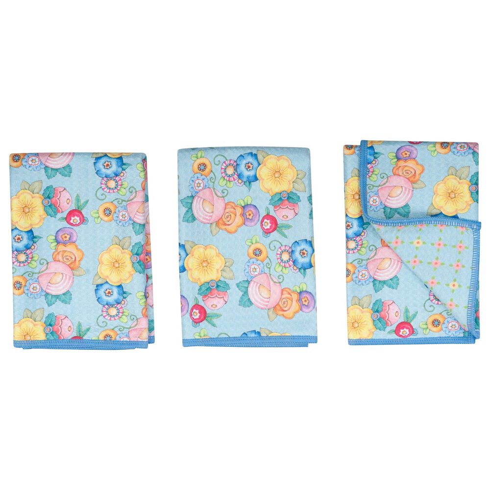 Once Again Home Wildflower Garland Reversible Mighty Mini Towel in Light Blue &#40;Set of 3&#41;, , large