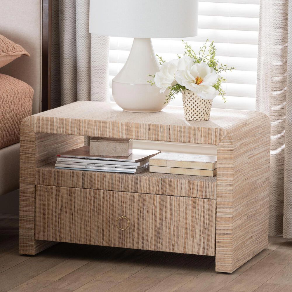 Baxton Studio Hannah 1-Drawer Nightstand in Natural, , large