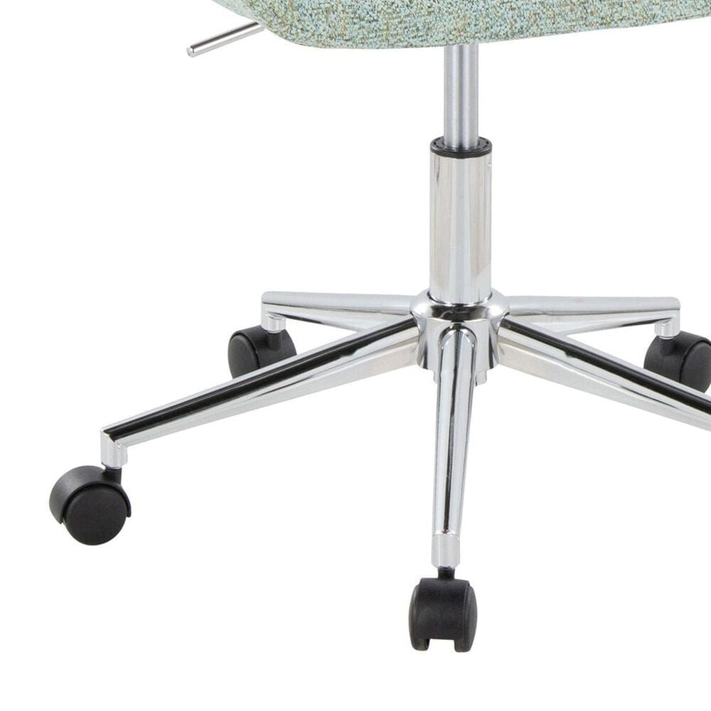 LumiSource Margarite Swivel Task Chair with Light Green Fabric Cushion in Chrome, , large