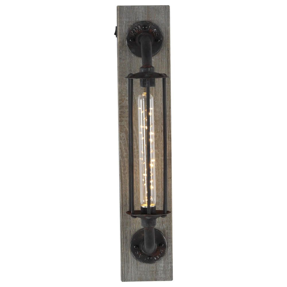 Maple and Jade Battery-Operated Geometric Wall Accent Lamp in Matte Black and Brown, , large