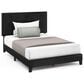 HOMLUX Pessac Full PU Leather Upholstered Panel Bed Frame in Black, , large