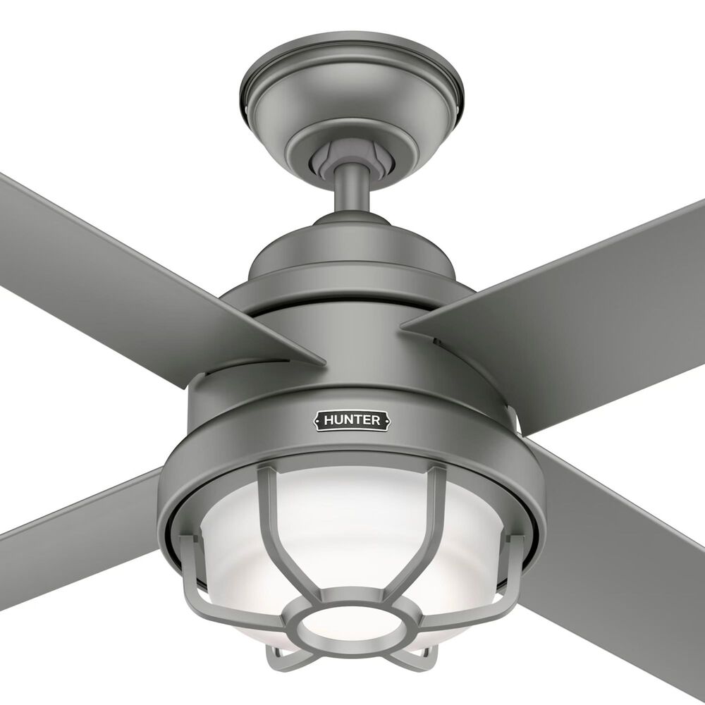 Hunter Searow 54&quot; Outdoor Ceiling Fan with LED Lights in Matte Silver, , large