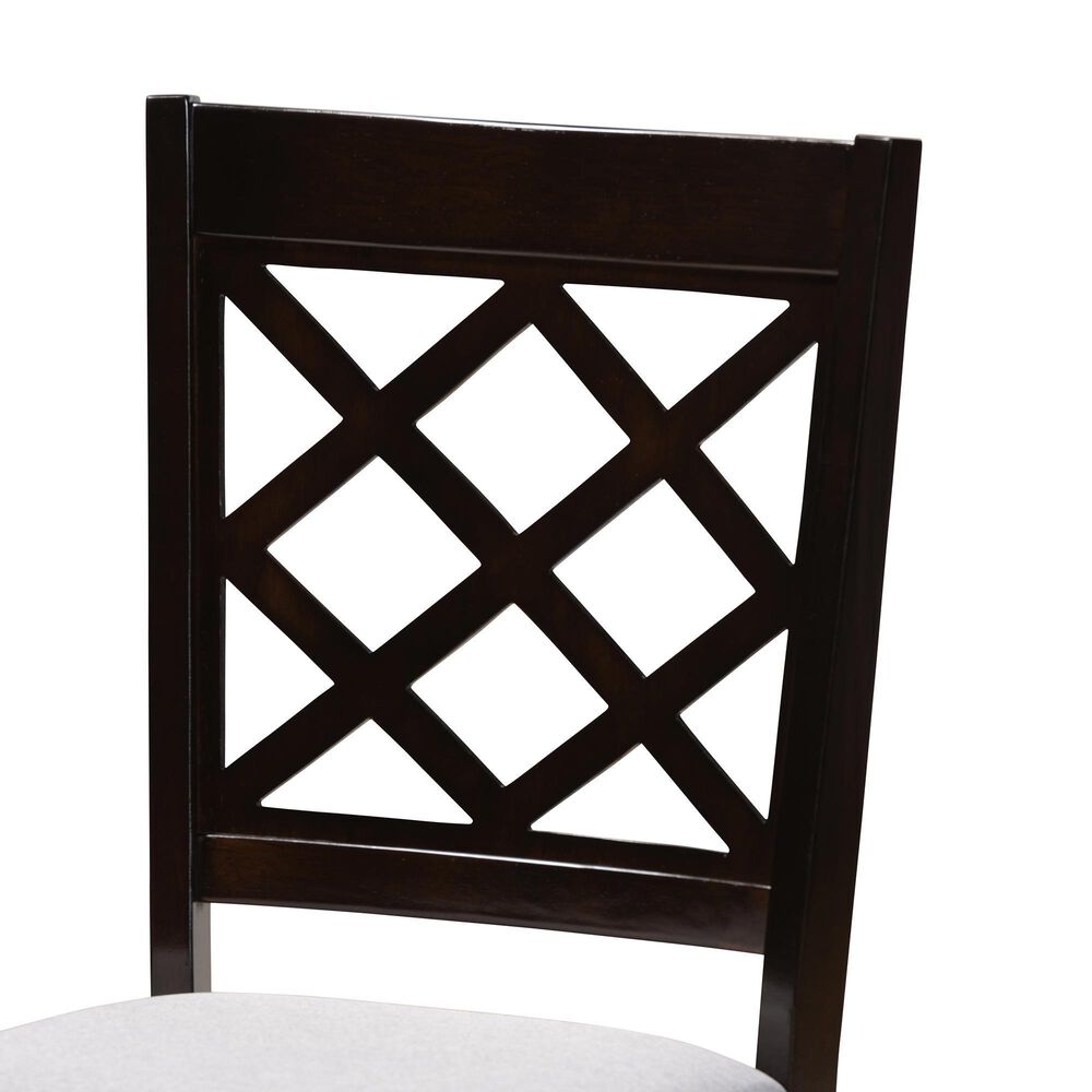Baxton Studio Verner Side Chair with Grey Cushion in Espresso Brown (Set of 4), , large