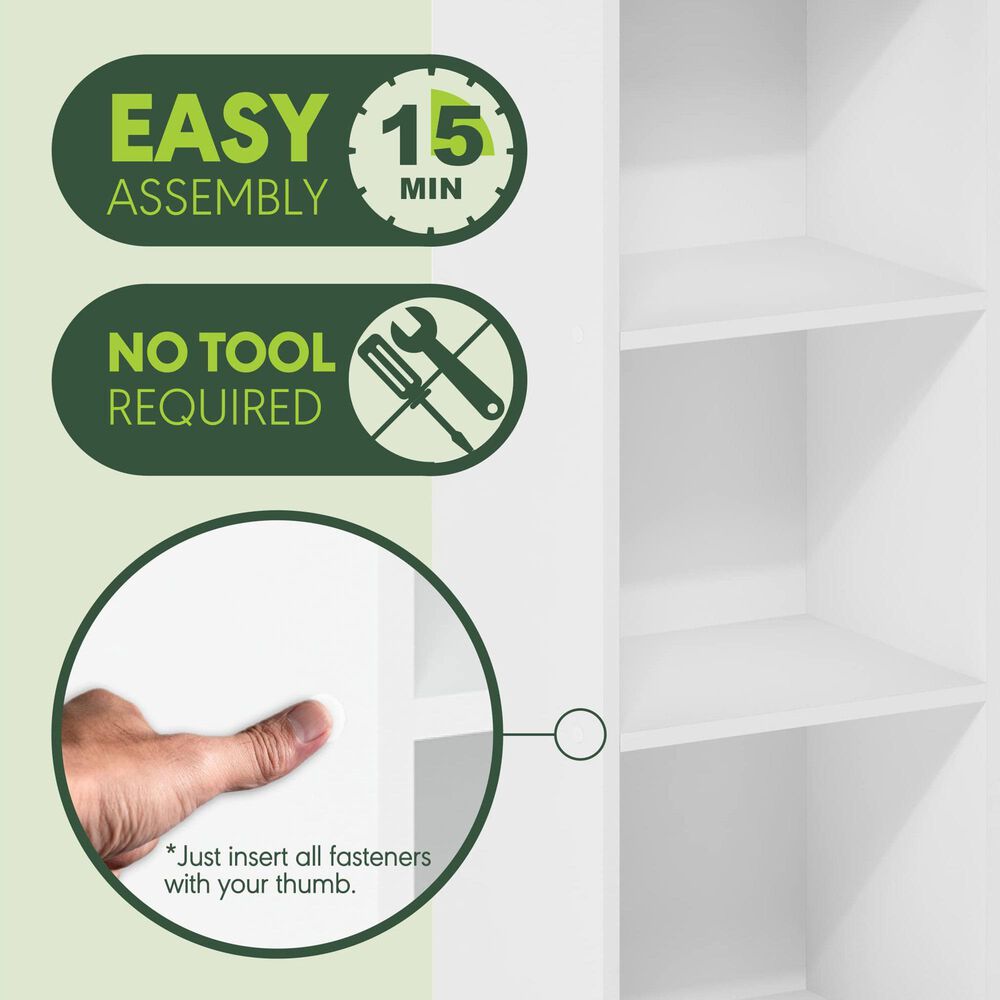 HOMLUX 3-Tier Open Shelf Bookcase in White, , large