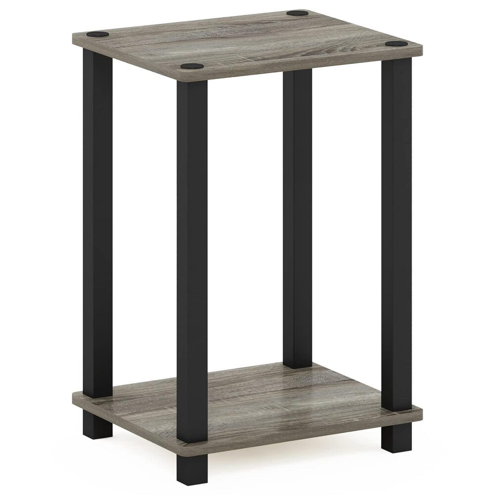HOMLUX Simplistic 1-Tier End Table in French Oak Grey and Black, , large