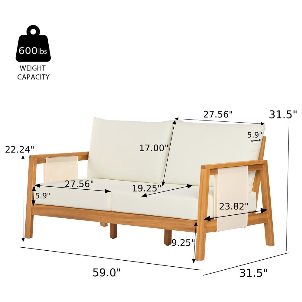 HOMLUX 4-Pieces Outdoor Conversation Set in Beige and Brown, , large