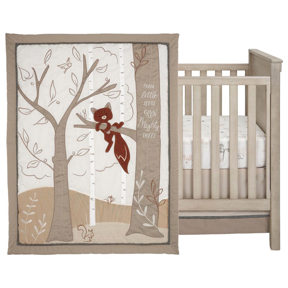 Lambs and Ivy Treetop Fox 3-Piece Crib Bedding Set in Rust, Black and White, , large
