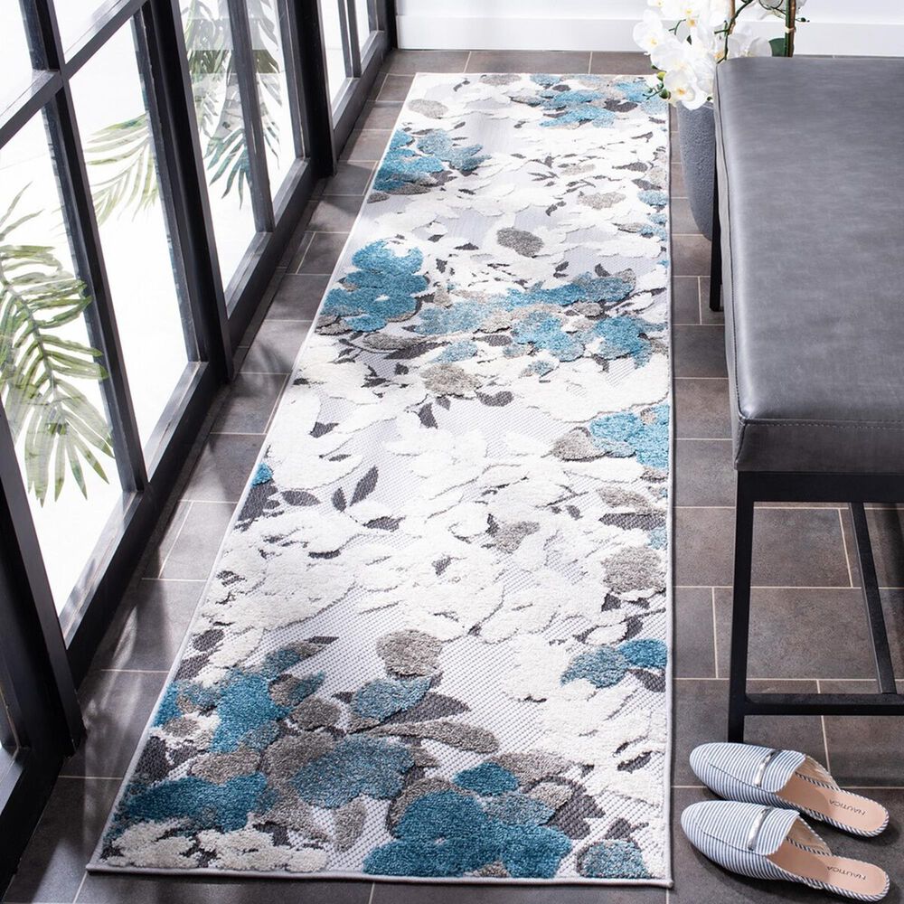 Safavieh Cabana CBN674B 2&#39;2&quot; x 9&#39; Beige and Blue Indoor/Outdoor Performance Runner, , large