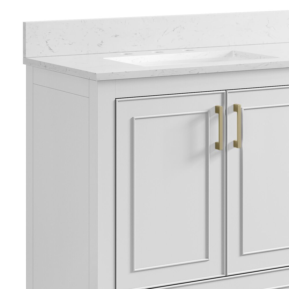 37B Lucerne 60" Double Bathroom Vanity in Bright White with Marble Top and Backsplash, , large