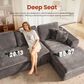 HOMLUX 2-Piece Stationary Right-Facing Chaise with Loveseat and Corduroy Fabric Upholstery in Grey, , large