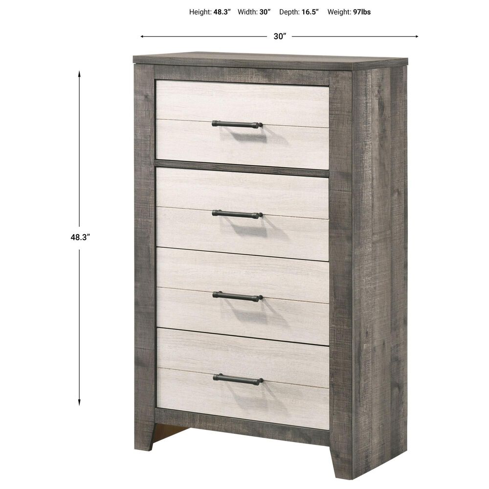 Crown Mark Rhett 5-Piece King Platform Bedroom Set in Gray and White, , large