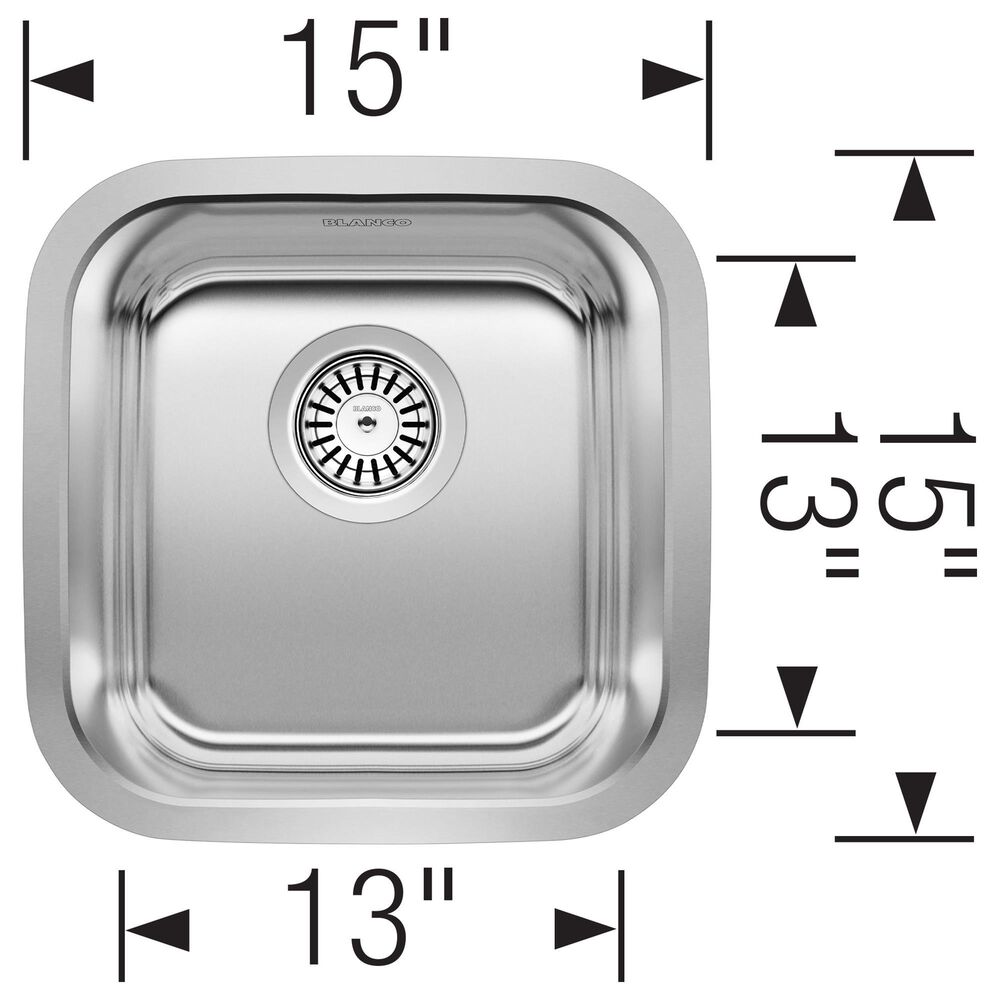 Blanco Stellar 15&quot; Bar Kitchen Sink in Refined Brushed, , large
