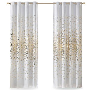 Hampton Park Lillie 50" x 84" Blackout Curtain Panel in White and Gold, , large