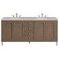 James Martin Vanities Chicago 72" Double Bathroom Vanity in Whitewashed Walnut with 3 cm Victorian Silver Quartz Top and Rectangular Sinks, , large