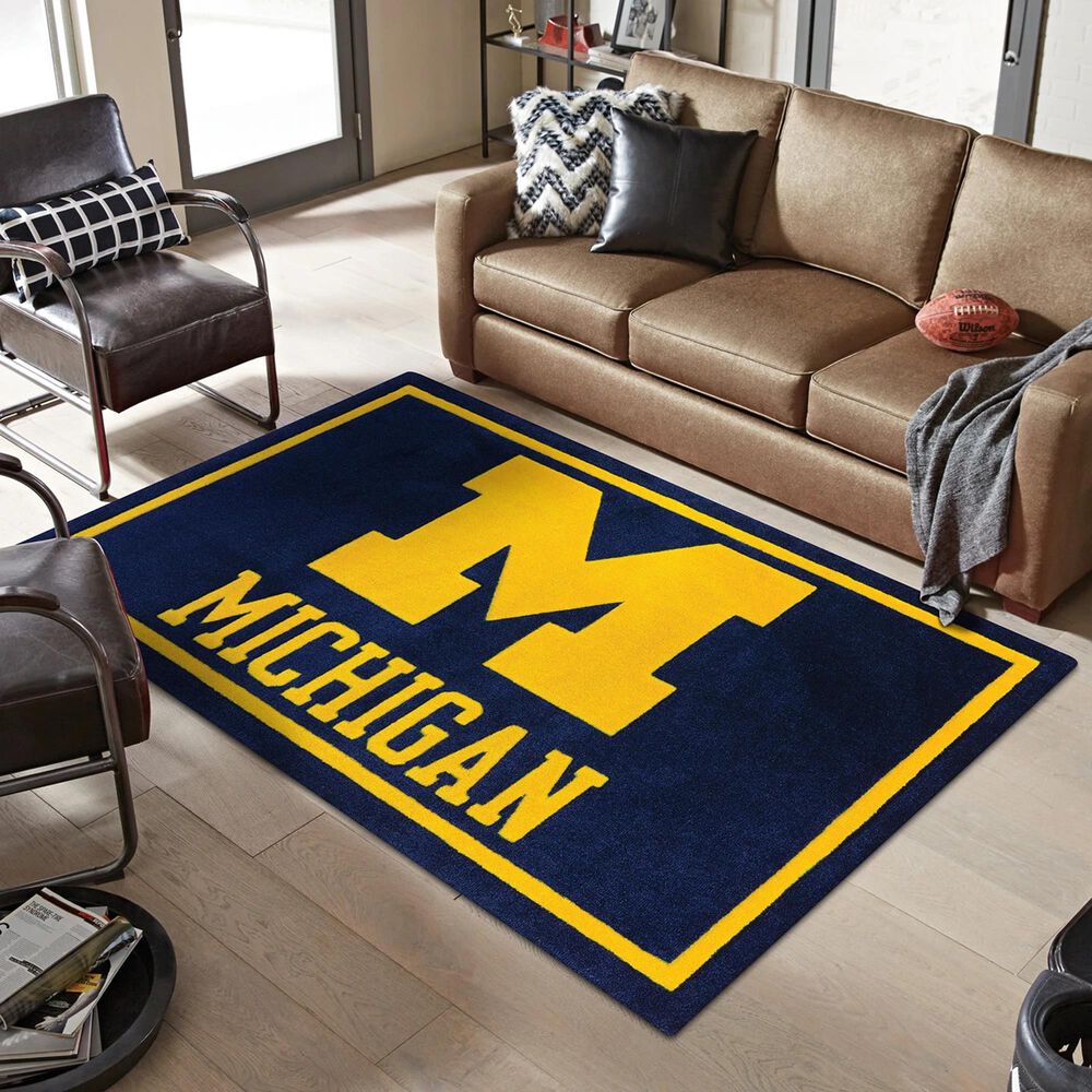 Luxury Sports Rugs NCAA Michigan Wolverines 8' x 10' Blue Area Rug