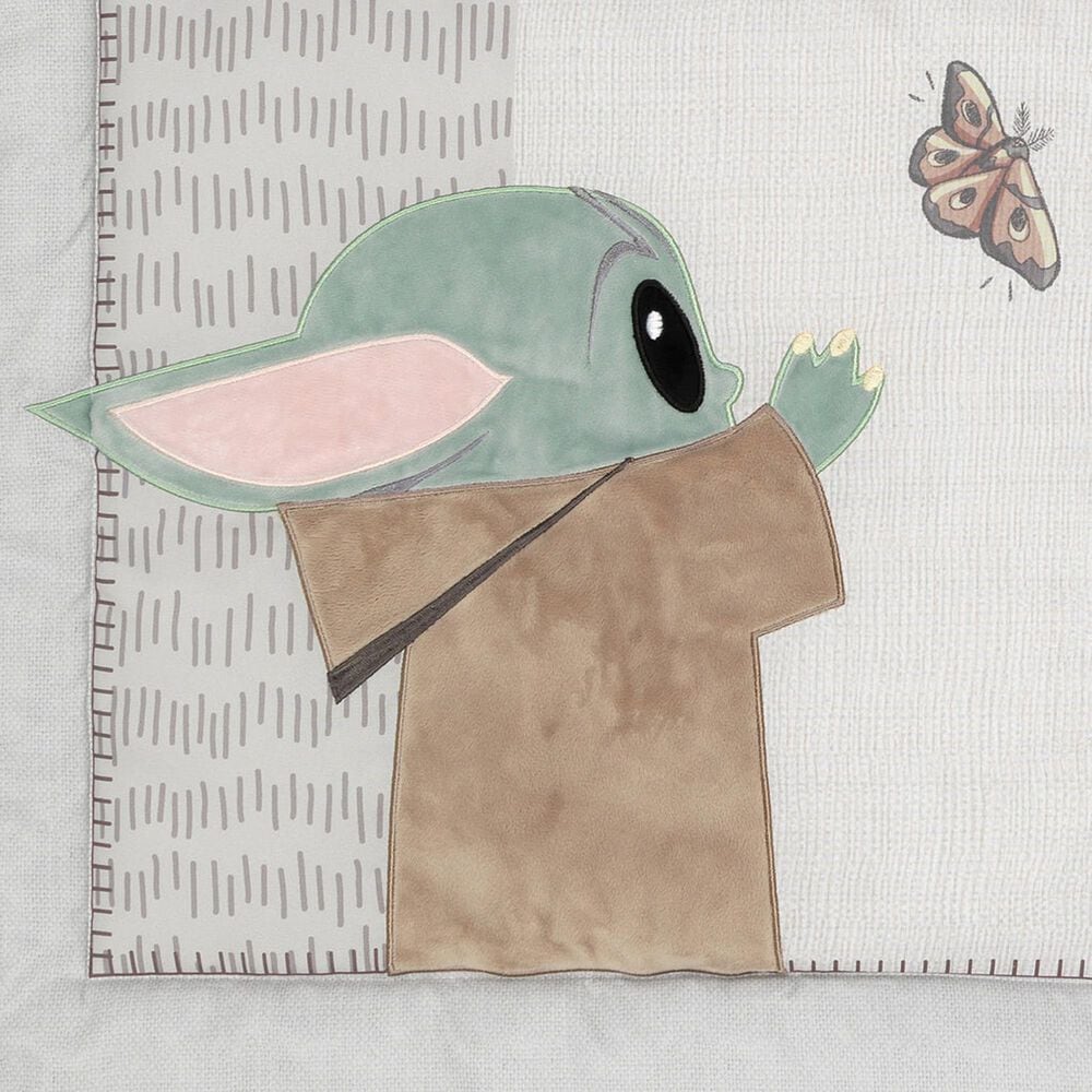 Lambs and Ivy Star Wars The Child Baby Yoda 3-Piece Baby Crib Bedding Set in Taupe, Gray, Green and White, , large