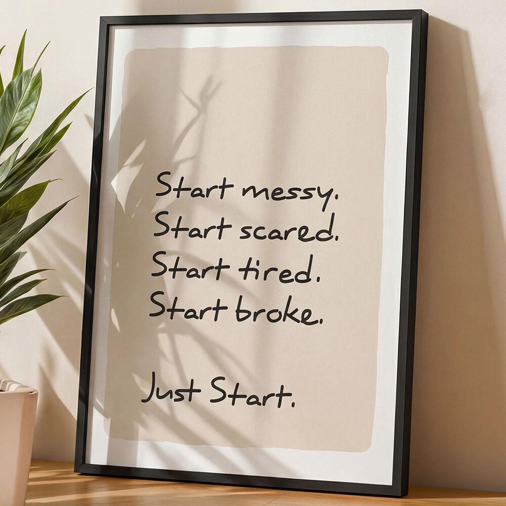 HOMLUX 24" x 18" Just Start Canvas Art in Black, , large