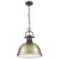 Golden Lighting Duncan 1-Light Pendant with Chain and Aged Brass Shade in Rubbed Bronze, , large