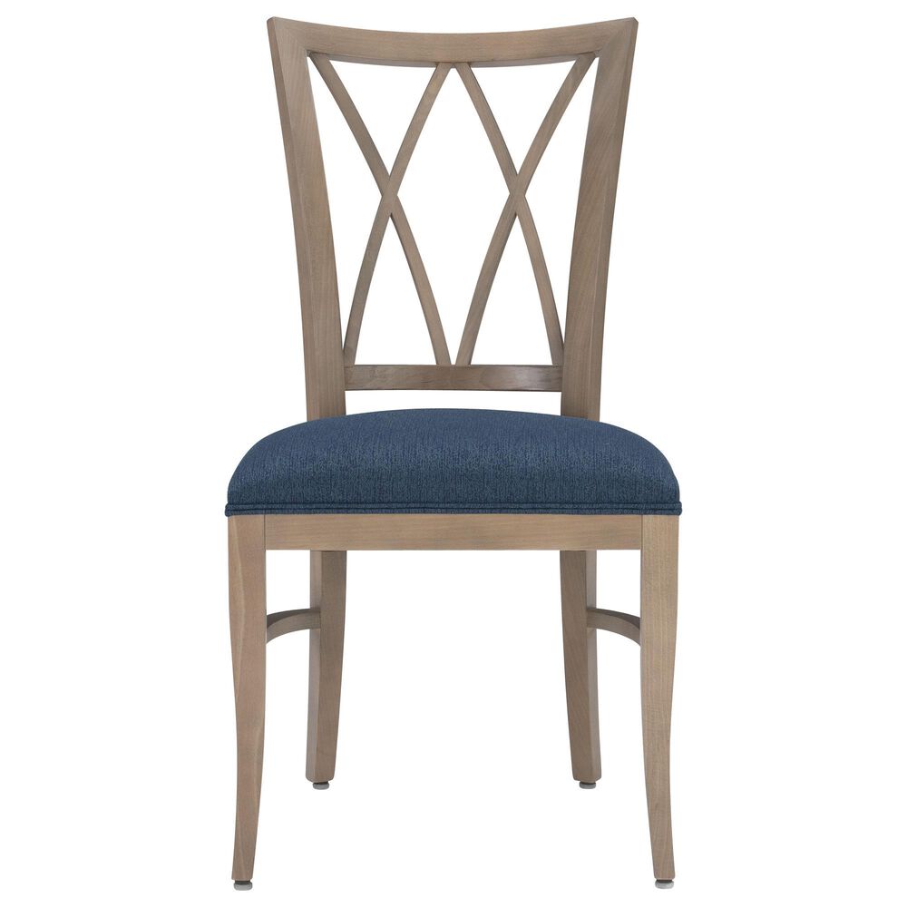 Linon Home Decor Andes Side Chair with Navy Cushion Seat in Natural, , large