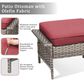 Hearth and Haven Patio Wicker Ottoman with Widened Armrest in Red (Set of 2), , large