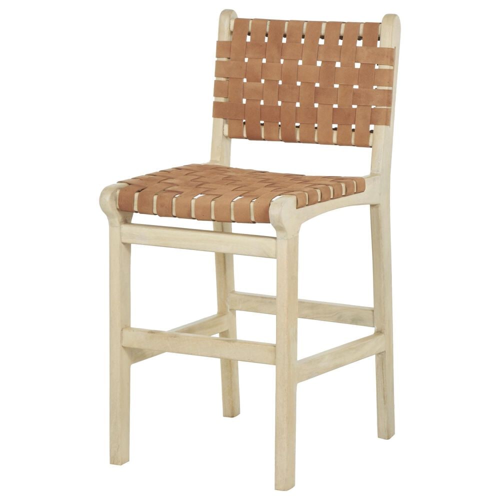 Maple and Jade Handmade Woven Kitchen Bar Stool with Light Brown Cushion in Light Brown, , large