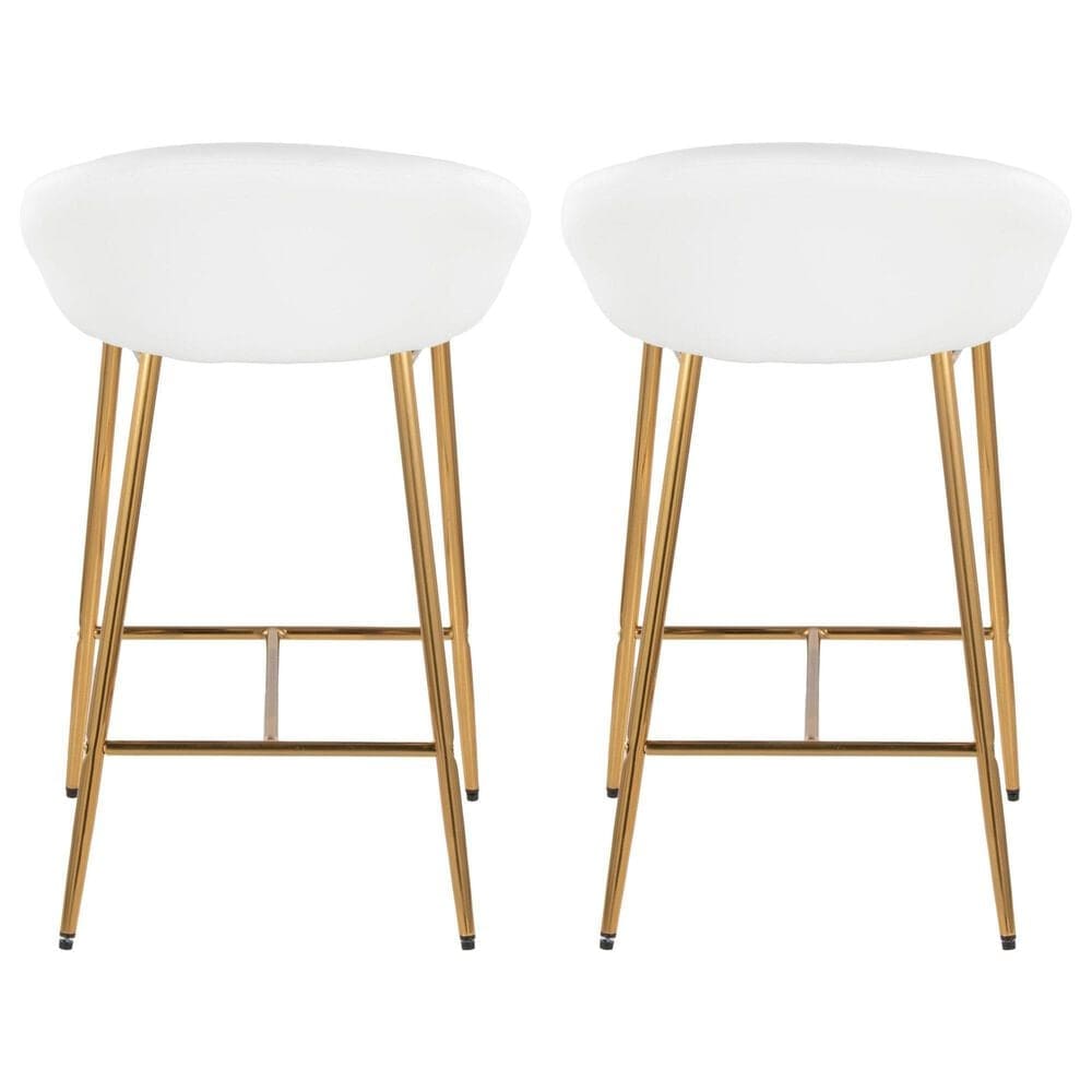 LumiSource Matisse Counter Stool with White Cushion in Gold &#40;Set of 2&#41;, , large