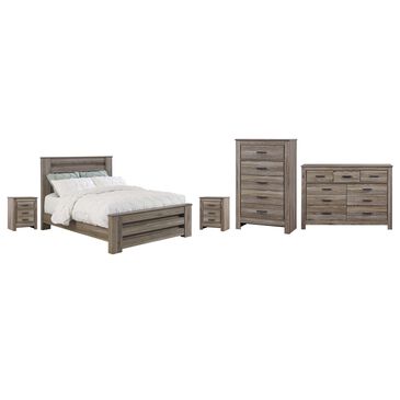 Signature Design by Ashley Zelen 5-Piece Queen Bedroom Set in Warm Gray, , large