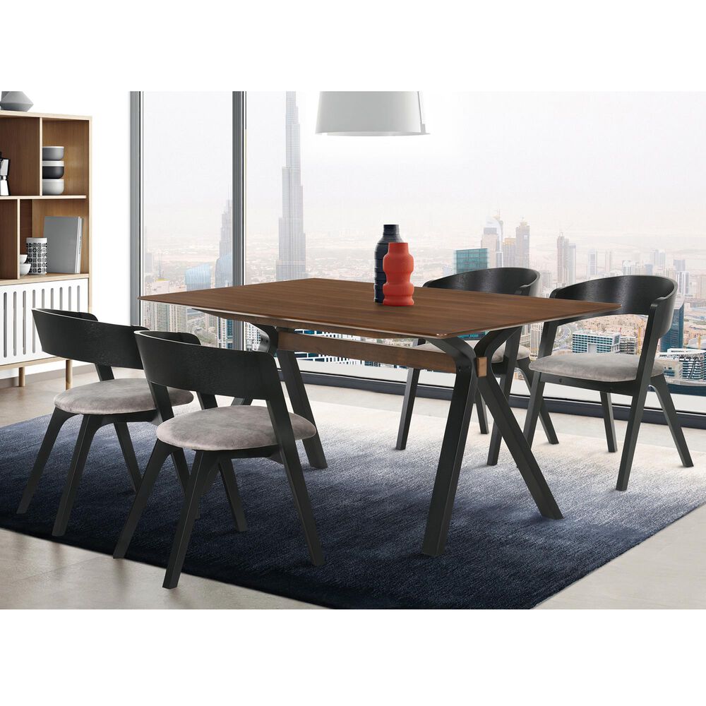 Blue River Laredo and Jackie 5-Piece Dining Set in Black and Walnut, , large