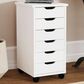 Linon Home Decor Cary 6-Drawer Rolling Cart in White Wash, , large