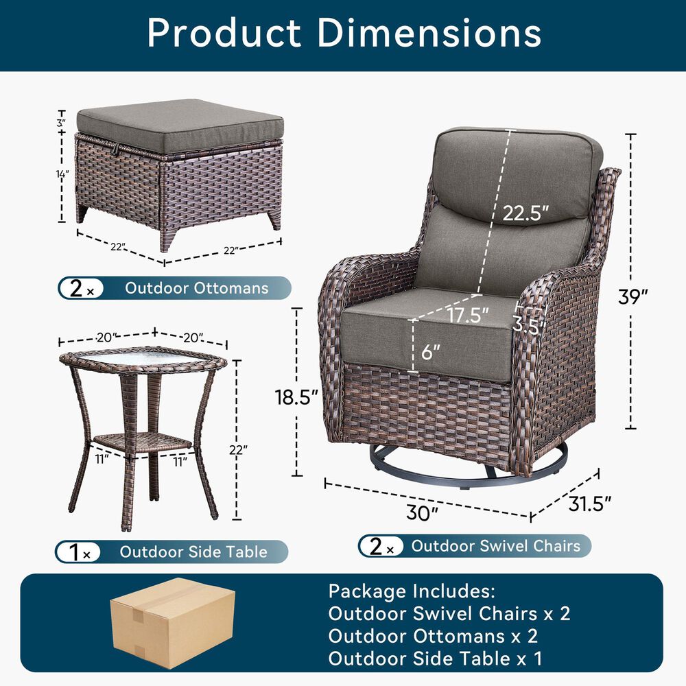 Sunwell Garden 5-Piece Chat Set in Gray, , large