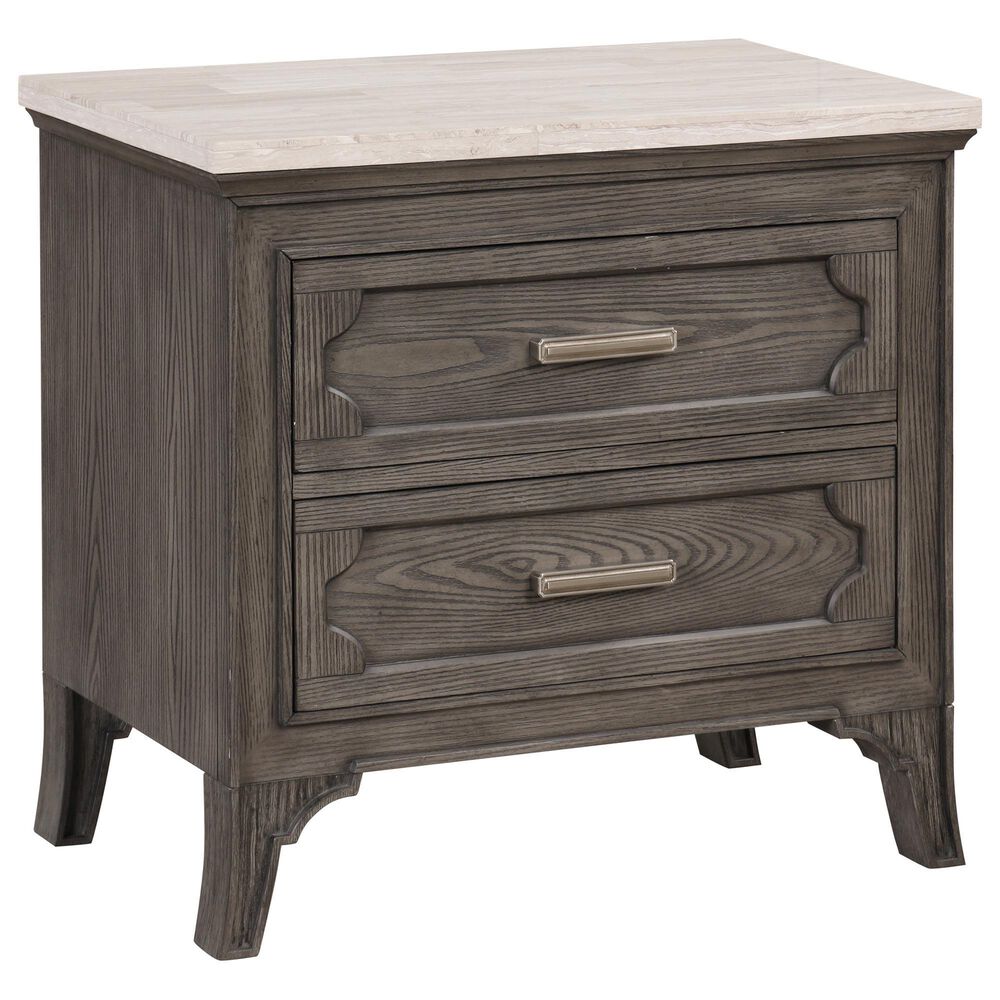 New Heritage Design Lisbon 2-Drawer Nightstand in Gray and White, , large