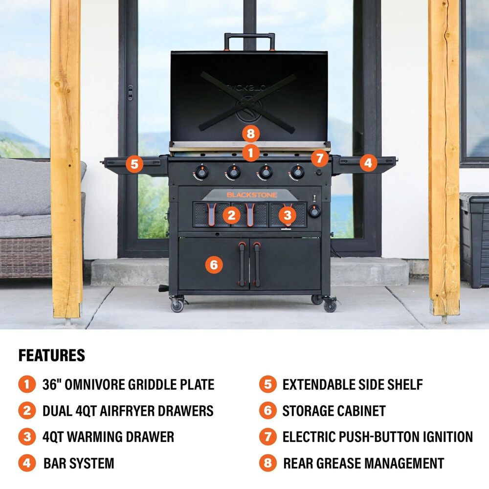 Blackstone 36&quot; Griddle Airfryer Combo in Black, , large