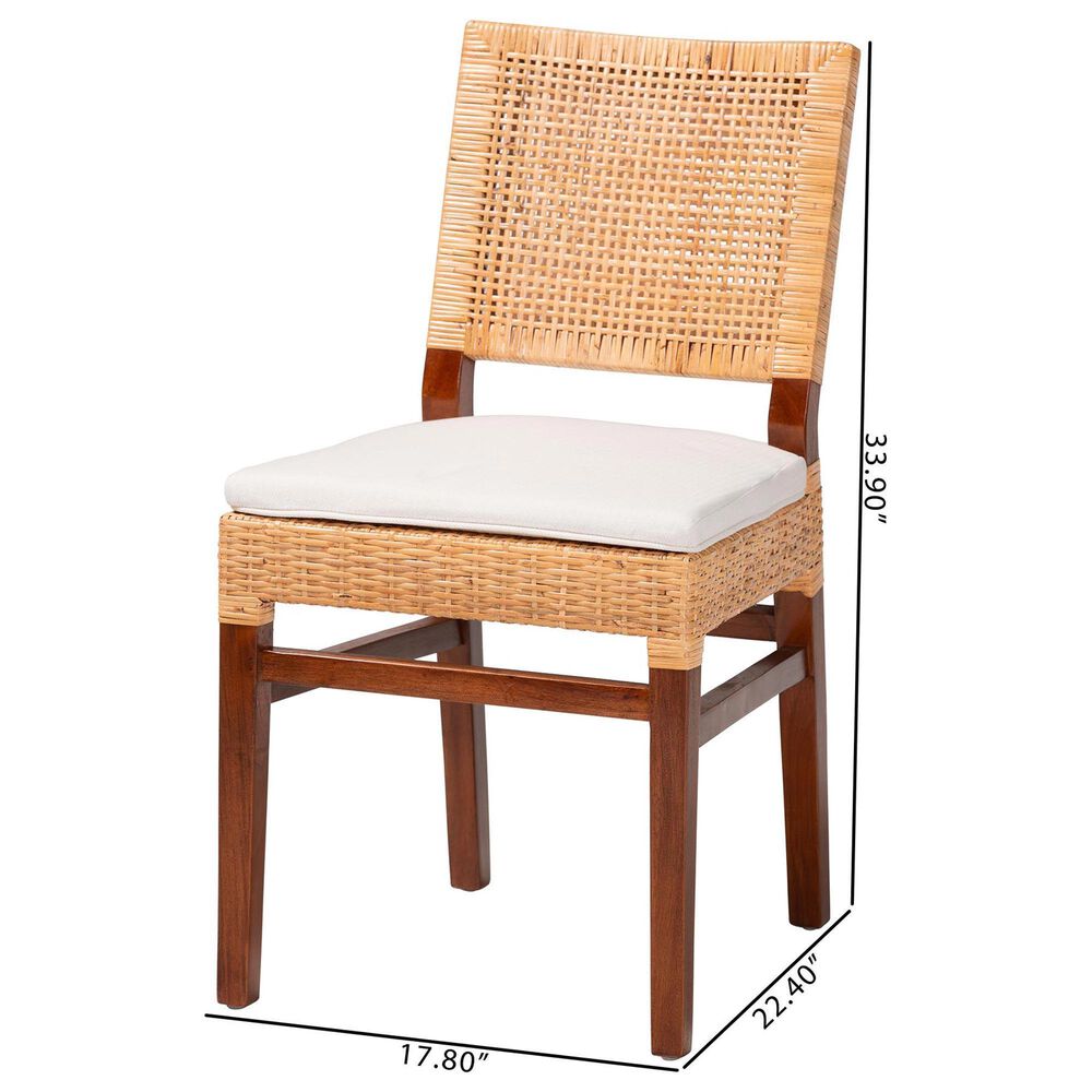 Baxton Studio Lesia Side Chair with Cushion in Light Honey and Walnut Brown, , large