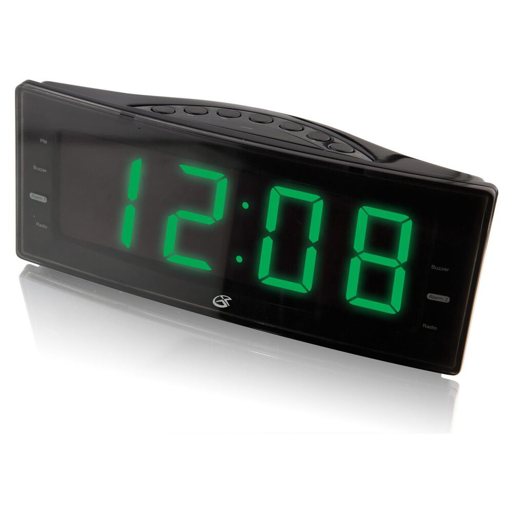 GPX Large Display Dual Alarm Clock Radio in Black Nebraska Furniture Mart