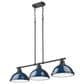 Golden Lighting Duncan 3-Light Pendant with Matte Navy Shade in Matte Black, , large