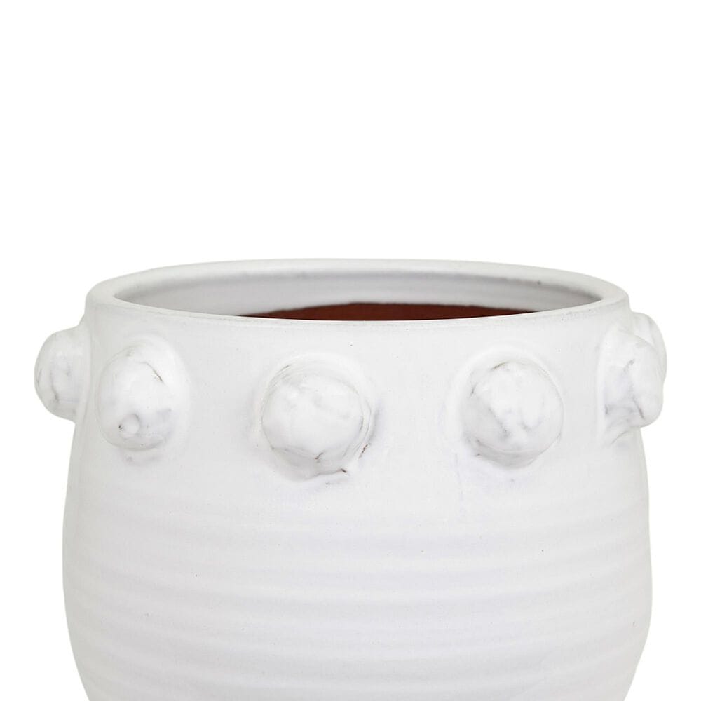 Creative Coop Round Terra-Cotta Planter with Raised Dots Design in White, , large