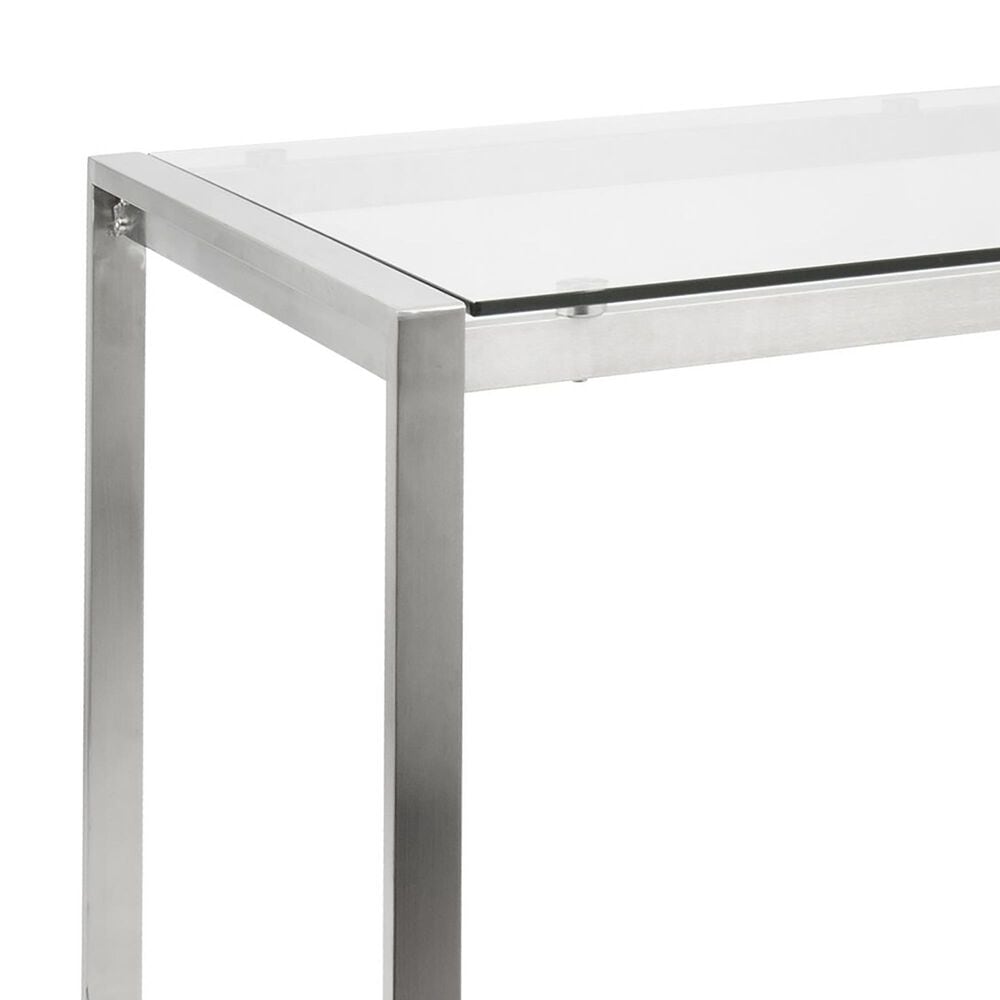 Lumisource Fuji Dining Contemporary Table in Stainless Steel with Clear Glass Top By LumiSource, , large