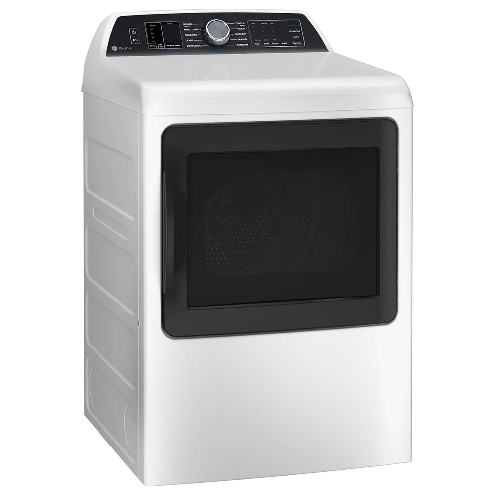 GE Profile 5.4 cu. ft. Capacity Washer with Smarter Wash Technology and FlexDispense and 7.4 cu. ft. Capacity Smart aluminized alloy drum Electric Dryer with Sanitize Cycle and Sensor Dry in White, , large