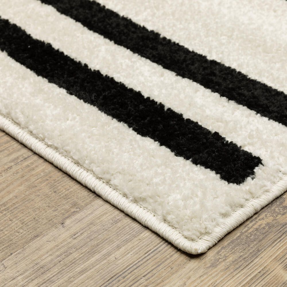 ROW by Oriental Weavers Quinn Striped Beige and Black 2' x 7' Runner, , large