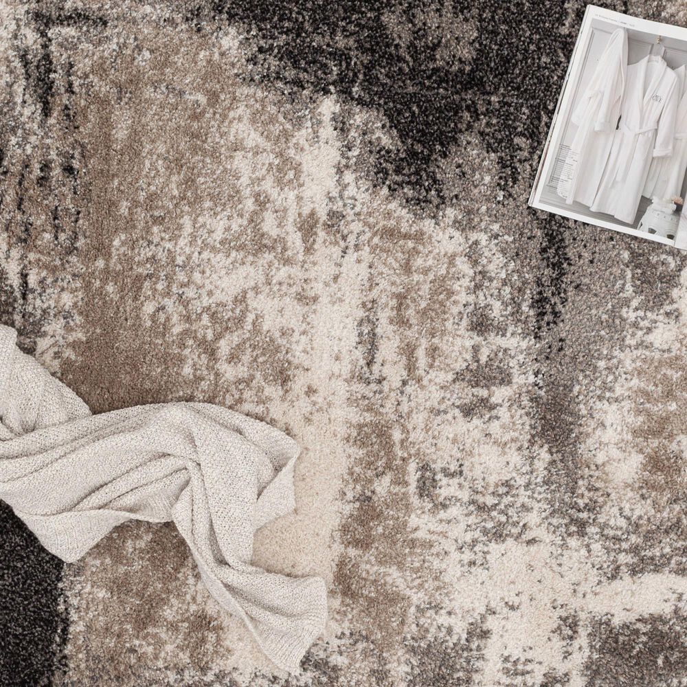 Central Oriental Tulsa Brunsville 7&#39;10&quot; x 9&#39;10&quot; White Sand and Armor Grey Area Rug, , large