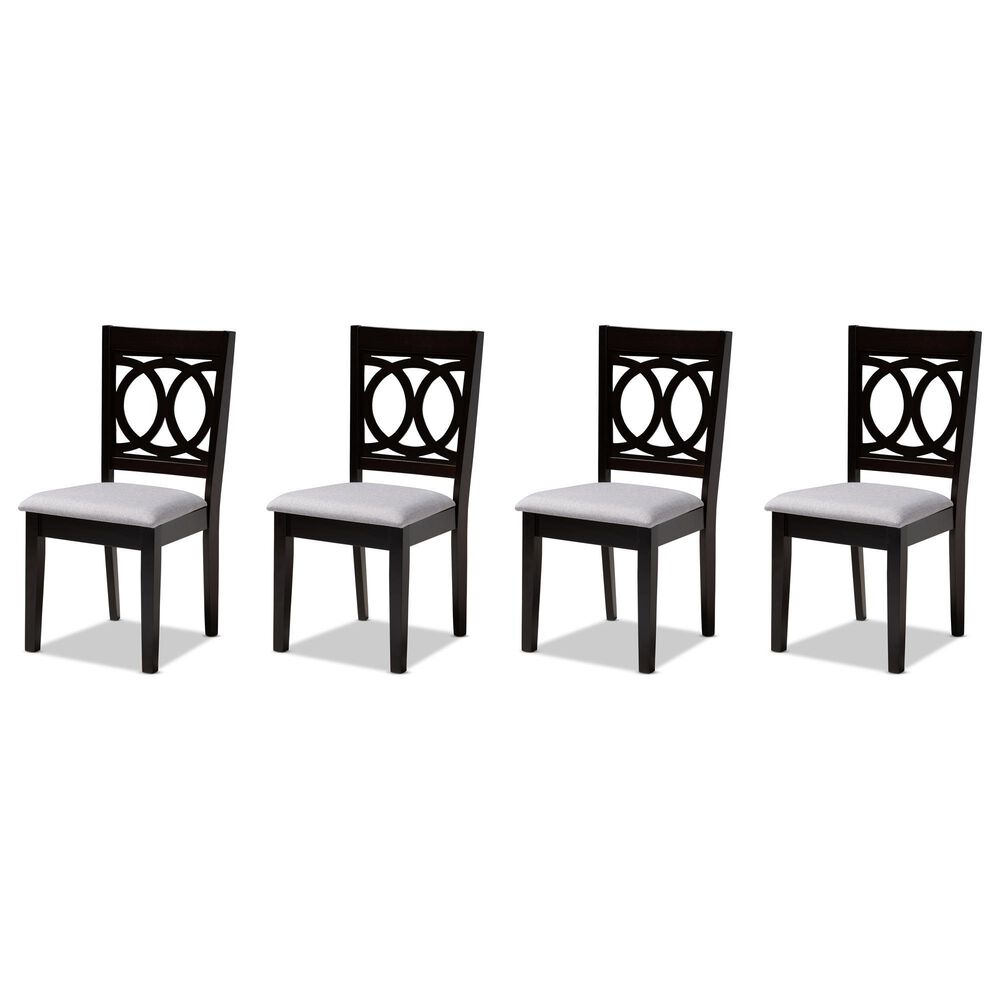 Baxton Studio Lenoir Side Chair with Gray Cushion in Espresso Brown (Set of 4), , large