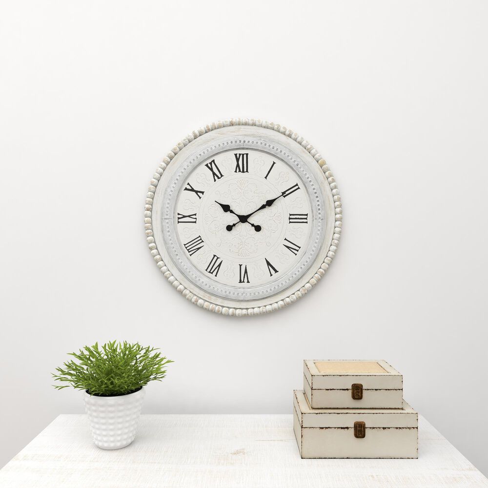 Maple and Jade 22&quot; Wall Clock in White, , large