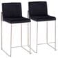 Lumisource Fuji High Back Counter Stool with Black Velvet Cushion in Stainless Steel (Set of 2), , large