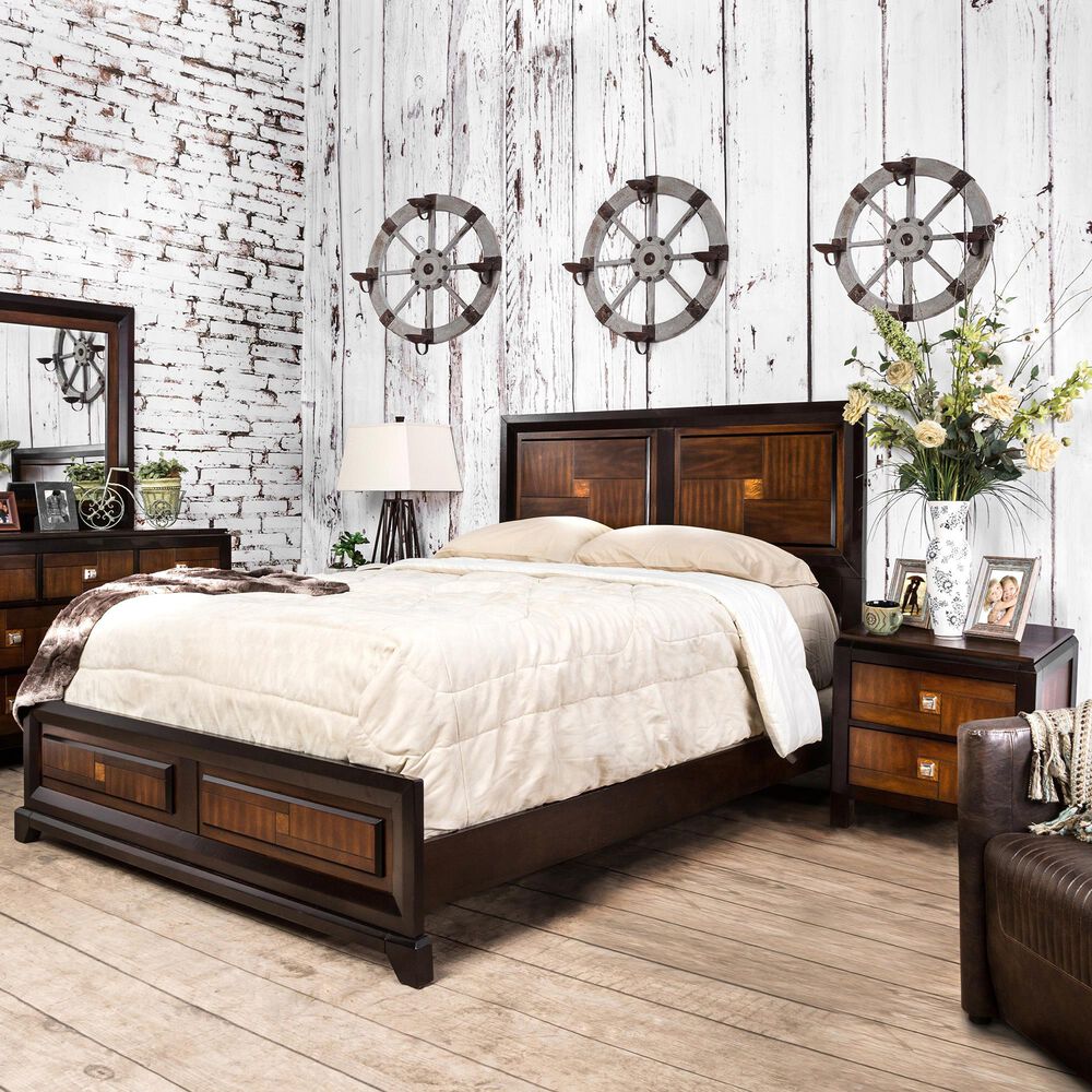Furniture of America Nichols Full Panel Bed in Acacia/Walnut, , large