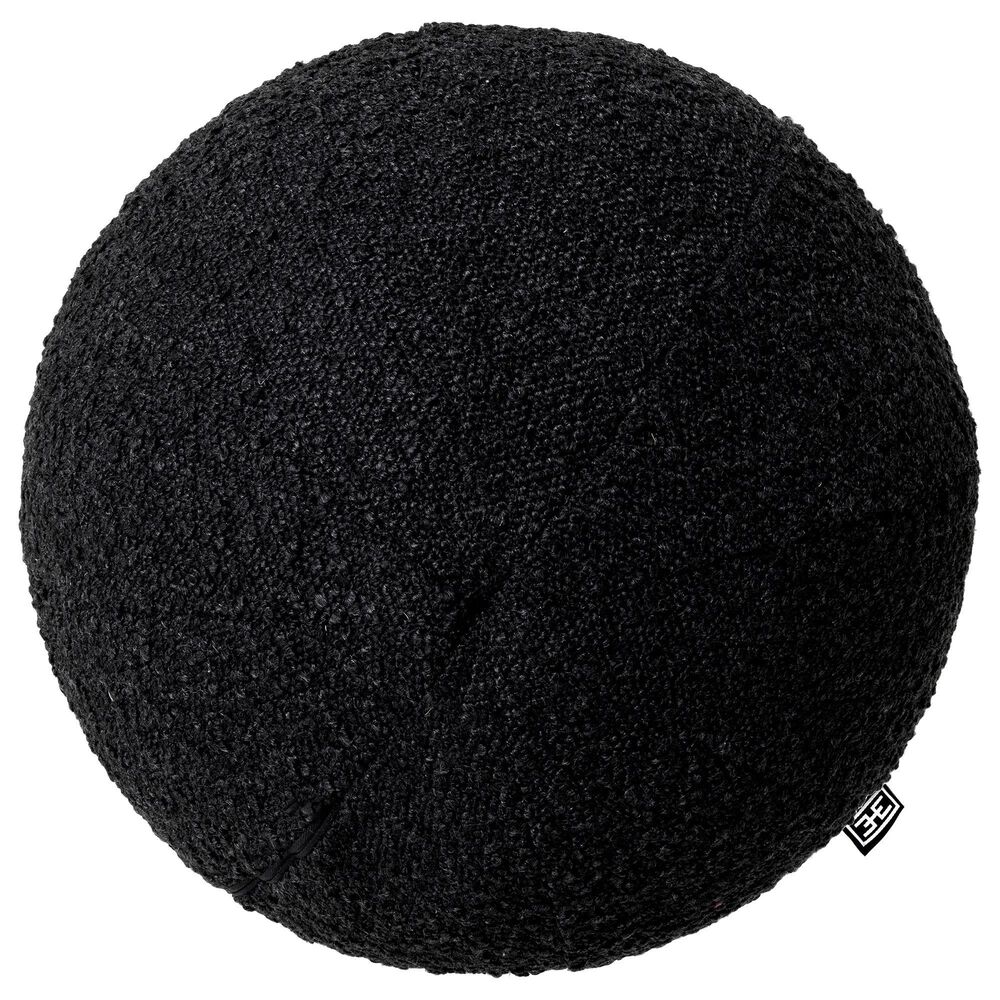 Eichholtz Palla 12&quot; Round Throw Pillow in Boucle Black, , large